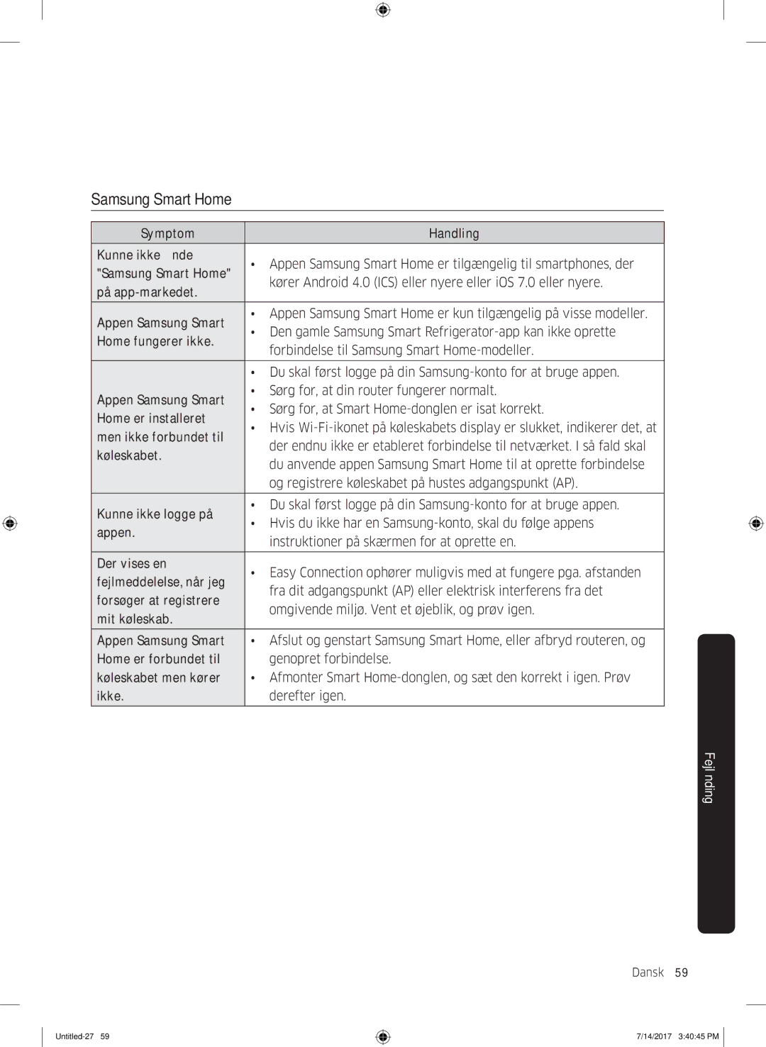 Samsung RH58K6697SL/EE manual Dansk 59  